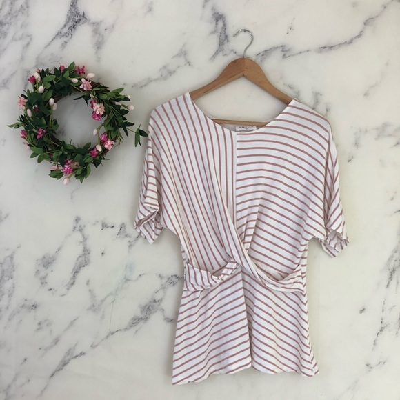 emelia Tops - ❤️{3/$25} Emelia Striped Faux Wrap Knit Top